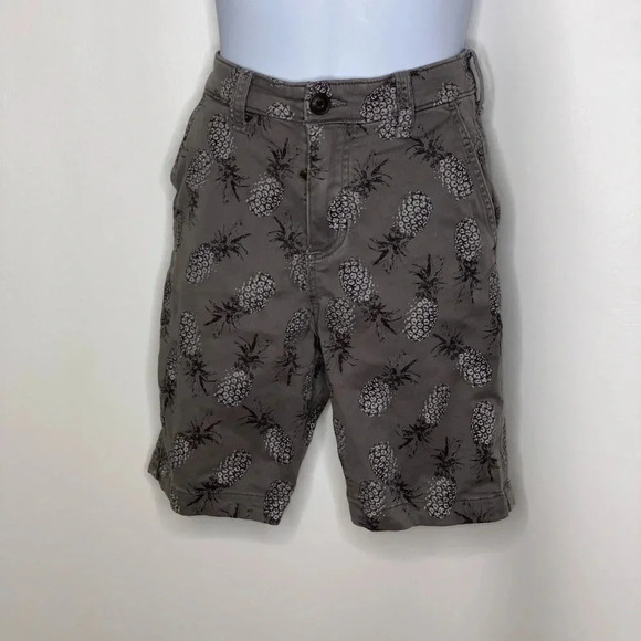 Abercrombie kids boys gray pineapple print chino shorts Sz 13/14 - Picture 1 of 3